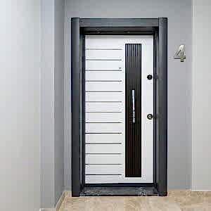 Pratik Seri, Ekonomik Çelik Kapı, Daire Giriş Kapısı, Siyah - Beyaz